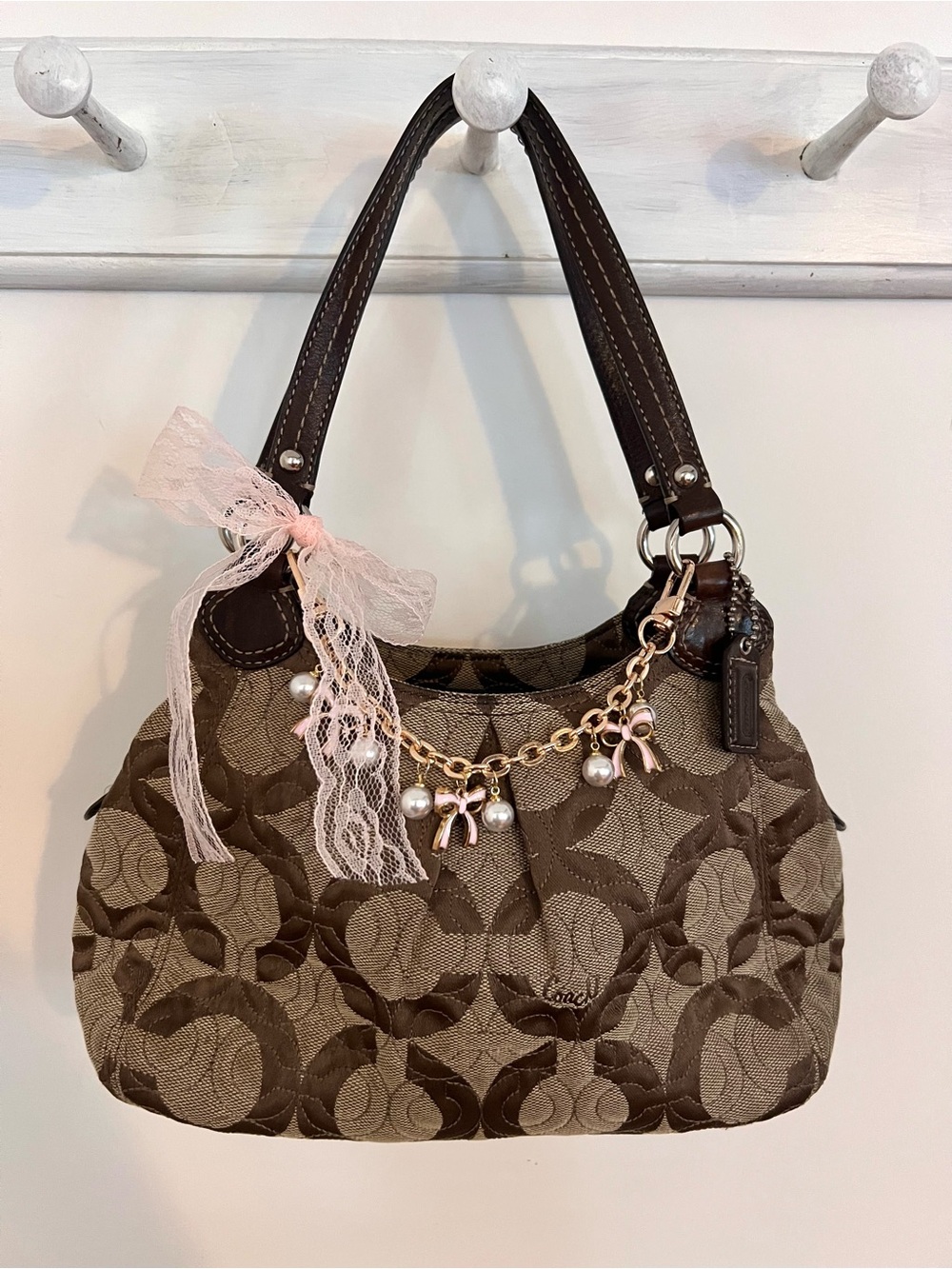 Y2K Coach Gramercy Op Art Signature Sufflette Bag Khaki/Brown